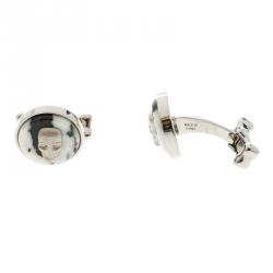 Alexander McQueen Skull & Bone Agate Silver Tone Cufflinks