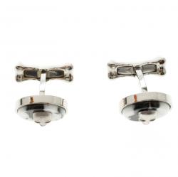 Alexander McQueen Skull & Bone Agate Silver Tone Cufflinks