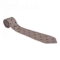 Pre Owned Alexander McQueen Grey Woven Skull Silk Tie
