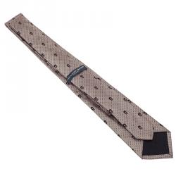 Pre Owned Alexander McQueen Grey Woven Skull Silk Tie