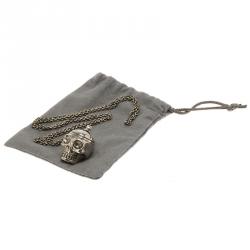 Pre Owned Alexander McQueen Doctor Skull Silver Tone Pendant Chain Necklace