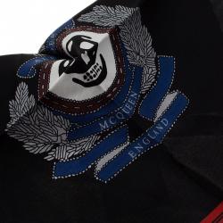 Alexander McQueen Black Military Skull Badge Silk Pocket Square