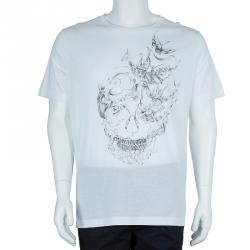 مملوكة مسبقًا تيشيرت أليكساندر مكوين أبيض رجالي مطبوع L