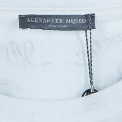 مملوكة مسبقًا تيشيرت أليكساندر مكوين أبيض رجالي مطبوع L