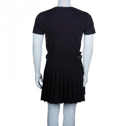 Pre Owned Alexander McQueen Black Pleated Wool Kilt S