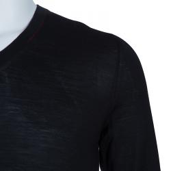 Pre Owned Alexander McQueen Black Knit V-Neck Sweater L