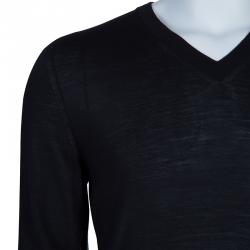Pre Owned Alexander McQueen Black Knit V-Neck Sweater L
