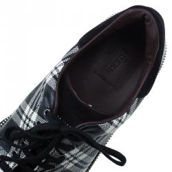Alexander Mcqueen Check Leather and Chain Embellished Suede Sneakers Size 42
