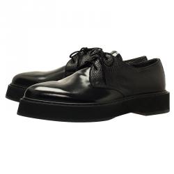 Pre Owned Alexander McQueen Black Leather Platform Derby Size 44