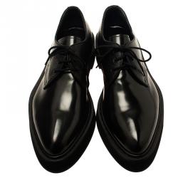 Pre Owned Alexander McQueen Black Leather Platform Derby Size 44