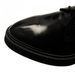 Pre Owned Alexander McQueen Black Leather Platform Derby Size 44