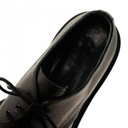 Pre Owned Alexander McQueen Black Leather Platform Derby Size 44