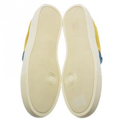 Pre Owned Alexander McQueen Tricolor Suede Skull Embossed Slip On Sneakers Size 44