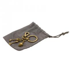 Pre Owned Alexander McQueen Skull and Bones Gold Tone Keyring