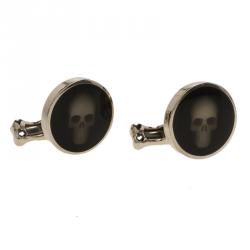 Pre Owned Alexander Mcqueen Black Skull Hologram Cufflinks