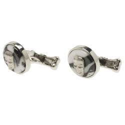 Alexander McQueen Skull & Bone Agate Silver Tone Cufflinks