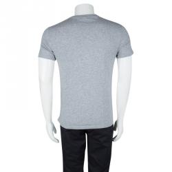 Pre Owned Alexander McQueen Grey Ribcage Wave Print T-Shirt M