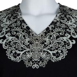 Pre Owned Alexander McQueen Black Floral Print V-Neck T-Shirt L