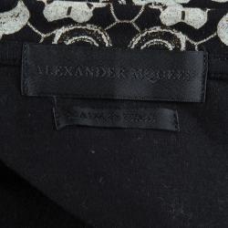 Pre Owned Alexander McQueen Black Floral Print V-Neck T-Shirt L