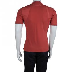 Pre Owned Alexander McQueen Red Buckle Detail Polo T-Shirt  S
