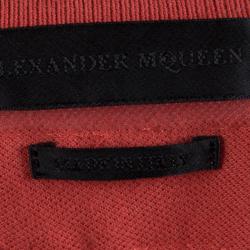 Pre Owned Alexander McQueen Red Buckle Detail Polo T-Shirt  S