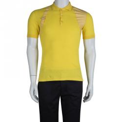 Pre Owned Alexander McQueen Yellow Buckle Detail Polo T-Shirt  XS