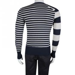 Pre Owned Alexander McQueen Striped Wool Crew Neck Sweater S