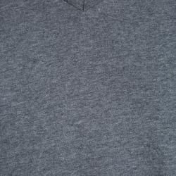 Pre Owned Alexander McQueen Grey Feather Print V-Neck T-Shirt M