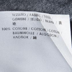 Pre Owned Alexander McQueen Grey Feather Print V-Neck T-Shirt M