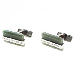 Alfred Dunhill Green Agate Silver Tone Cufflinks