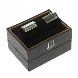 Alfred Dunhill Green Agate Silver Tone Cufflinks