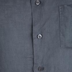 Armani Collezioni Grey Linen Long Sleeve Button Front Shirt L