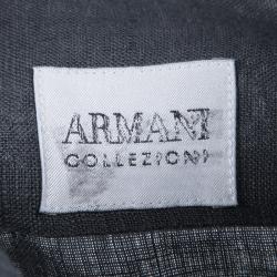 Armani Collezioni Grey Linen Long Sleeve Button Front Shirt L