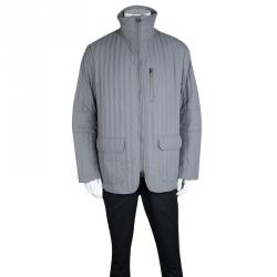 Pre Owned Armani Collezioni Grey Zip Front Jacket L
