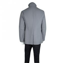 Pre Owned Armani Collezioni Grey Zip Front Jacket L