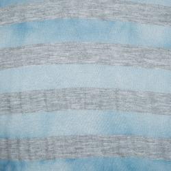 Pre Owned Armani Collezioni Blue and Grey Striped Blotch Dyed Crew Neck T-Shirt XL