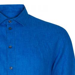 Pre Owned قميص أرماني كوليزوني كتان أزرق للرجال L