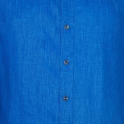 Pre Owned قميص أرماني كوليزوني كتان أزرق للرجال L