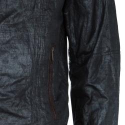 Pre Owned Armani Collezioni Grey Contrast Faux Suede Trim Bomber Jacket L