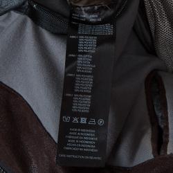 Pre Owned Armani Collezioni Grey Contrast Faux Suede Trim Bomber Jacket L