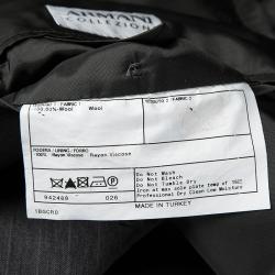 Pre Owned Armani Collezioni Grey Herringbone Wool Regular Fit Blazer XXL