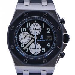 Audemars Piguet Black Stainless Steel and Rubber Royal Oak Offshore Men's Wristwatch 44MM