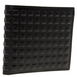 Balenciaga Black Leather Grid Square Wallet