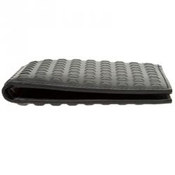 Balenciaga Black Leather Grid Square Wallet