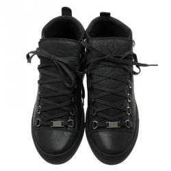Pre Owned Balenciaga Grey Leather Arena High Top Sneakers Size 39