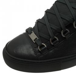 Pre Owned Balenciaga Grey Leather Arena High Top Sneakers Size 39