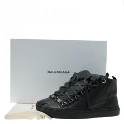 Pre Owned Balenciaga Grey Leather Arena High Top Sneakers Size 39