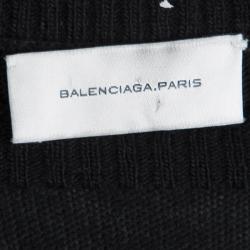 Pre Owned Balenciaga Paris Black Crew Neck Sweater L