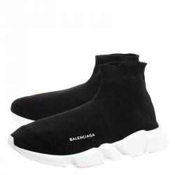 Pre Owned Balenciaga Black Knit Fabric Speed Trainer Sneakers Size 46