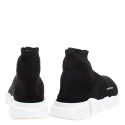 Pre Owned Balenciaga Black Knit Fabric Speed Trainer Sneakers Size 46